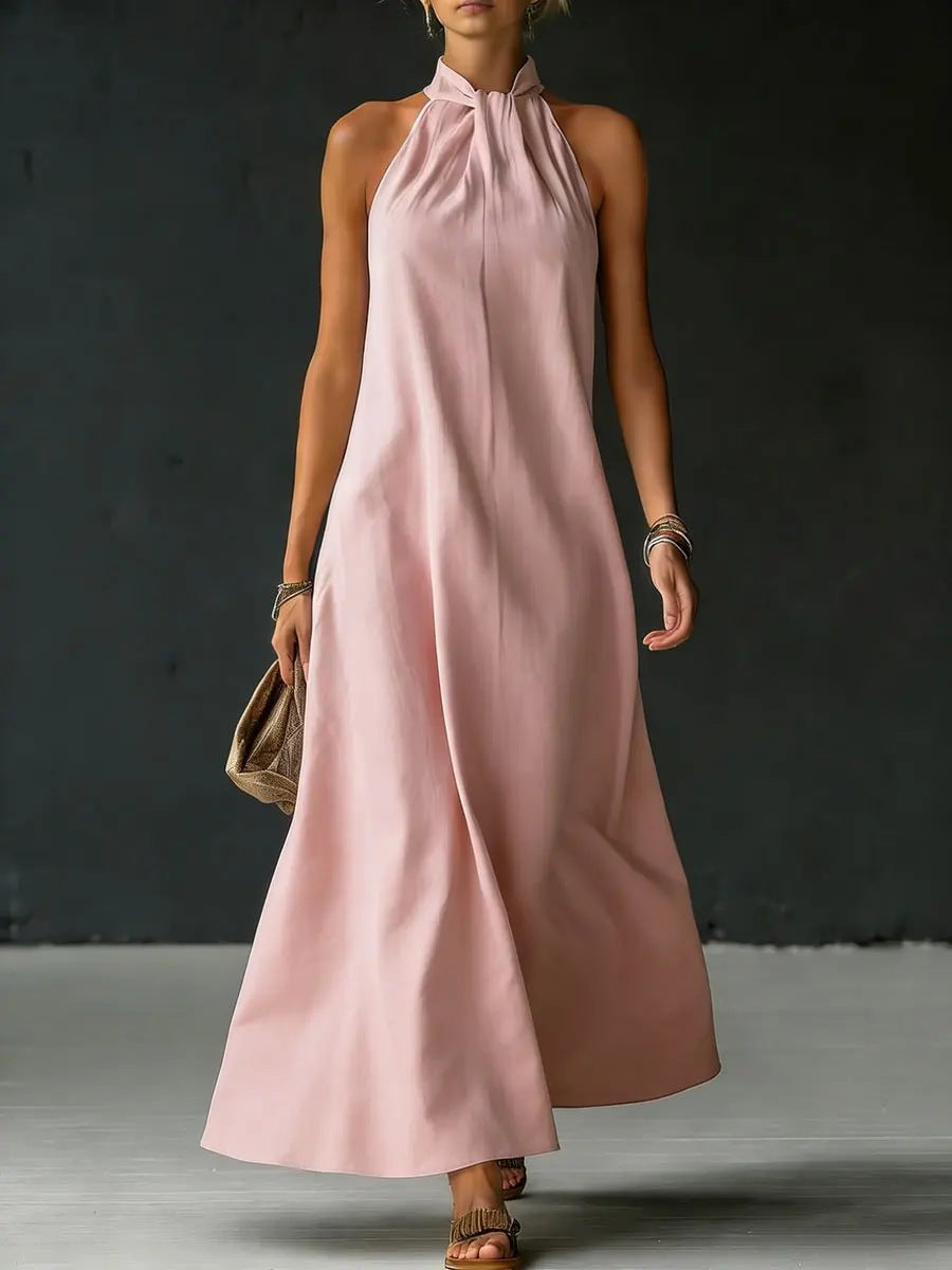 Robe longue sans manches à bretelles croisées
