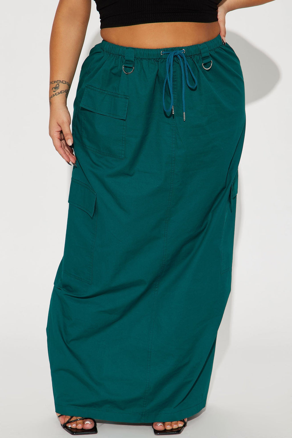 Jupe longue cargo Cool Girl - Bleu sarcelle