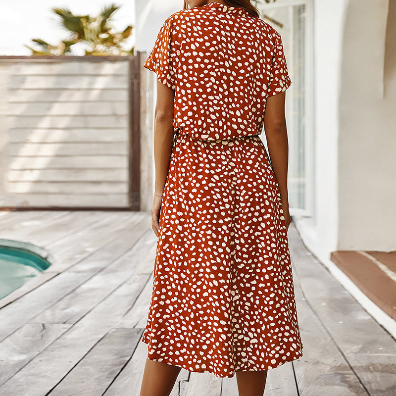 Emelia Polka Dot V-Neck Dress for Fall