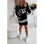 Robe sweat courte à capuche à double fermeture éclair - Chic&Shines