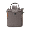 Sac à dos Anello gris en toile, design moderne avec poches multiples, fermeture éclair dorée, idéal pour voyage, école ou travail.
