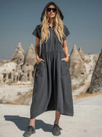 Robe midi à capuche et demi-zip