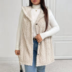 Gilet cardigan à capuche en peluche