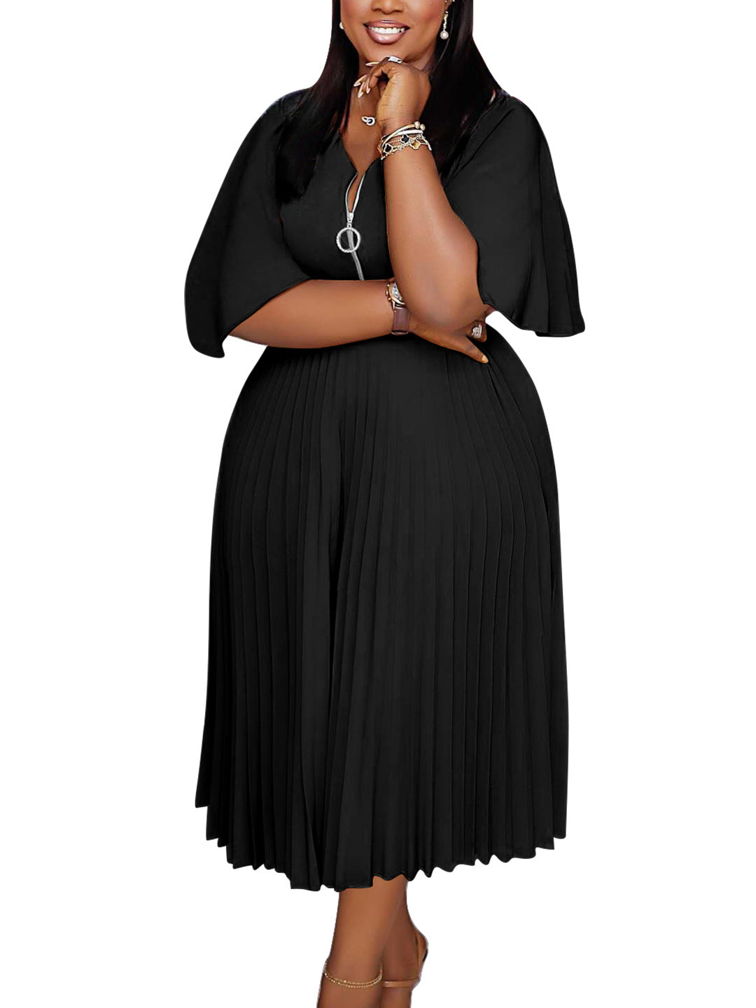 Robe Midi Plissée Grande Taille — Élégance Streetwear