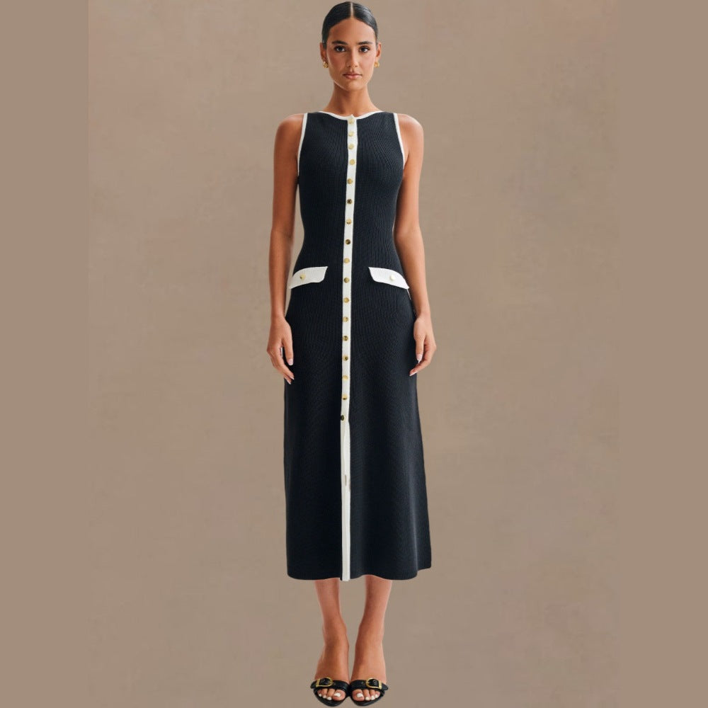 Bodycon checked sleeveless dress