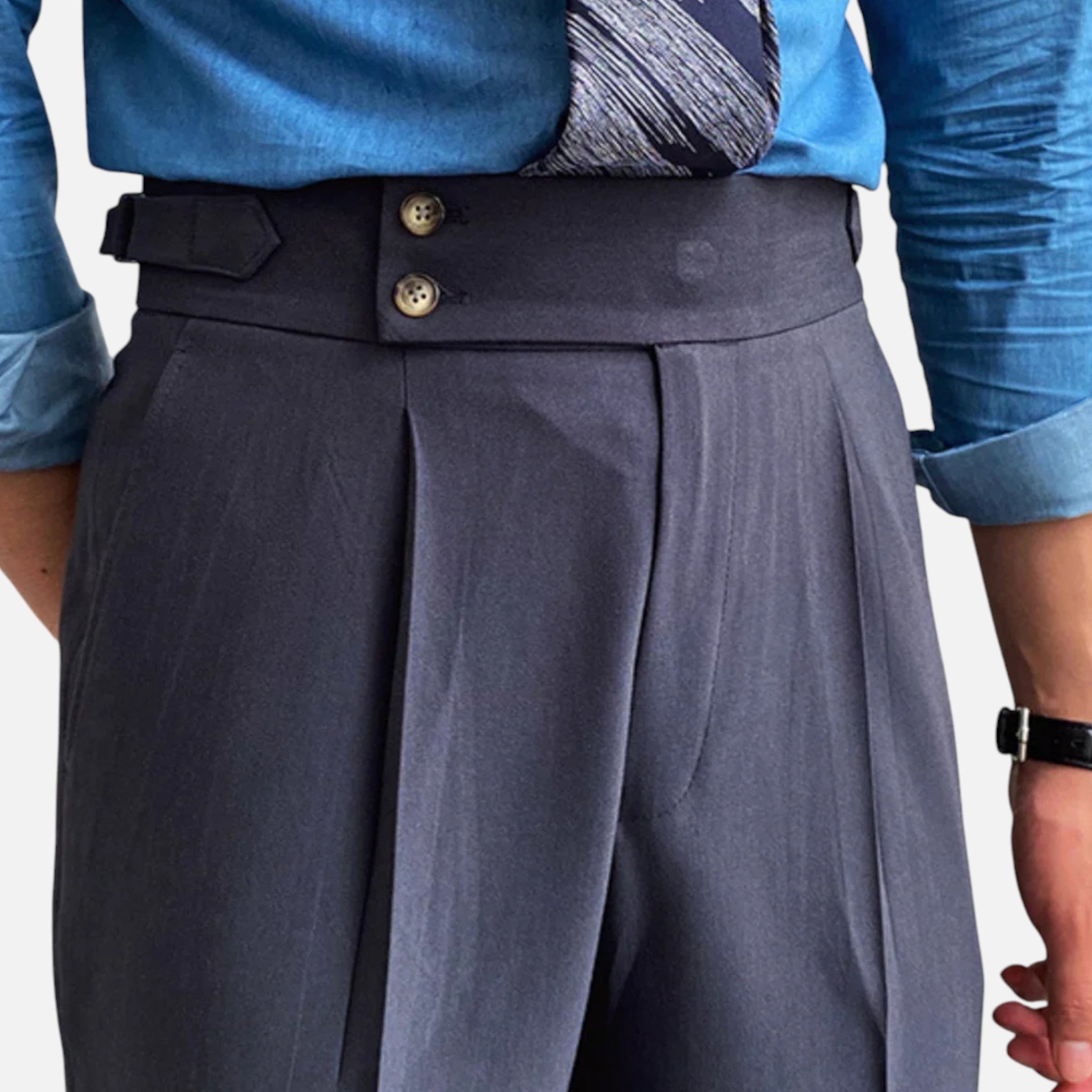 Pantalon drapé taille haute pour homme