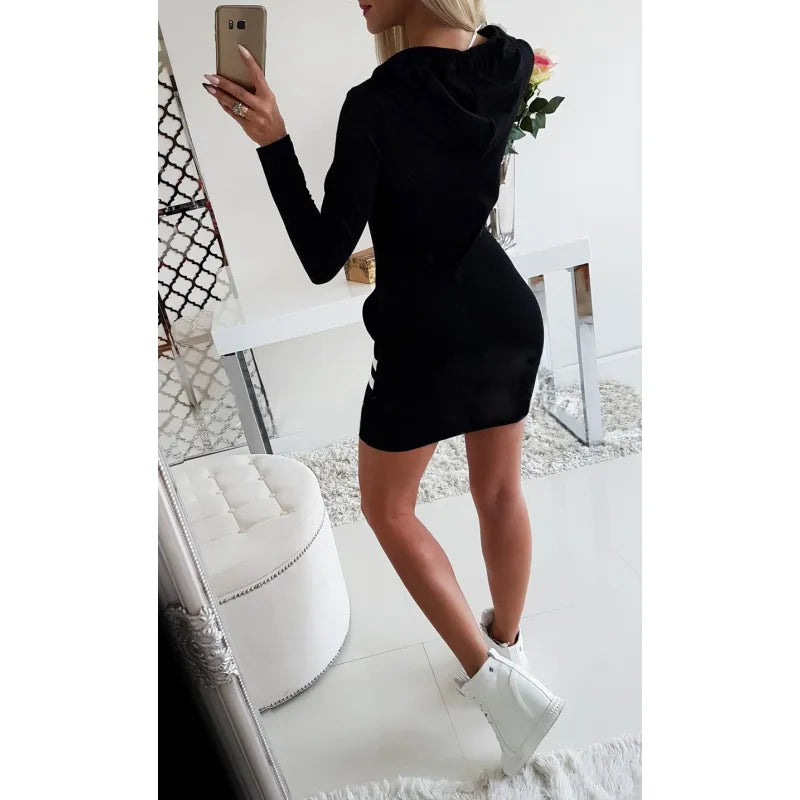 Robe sweat courte à capuche à double fermeture éclair