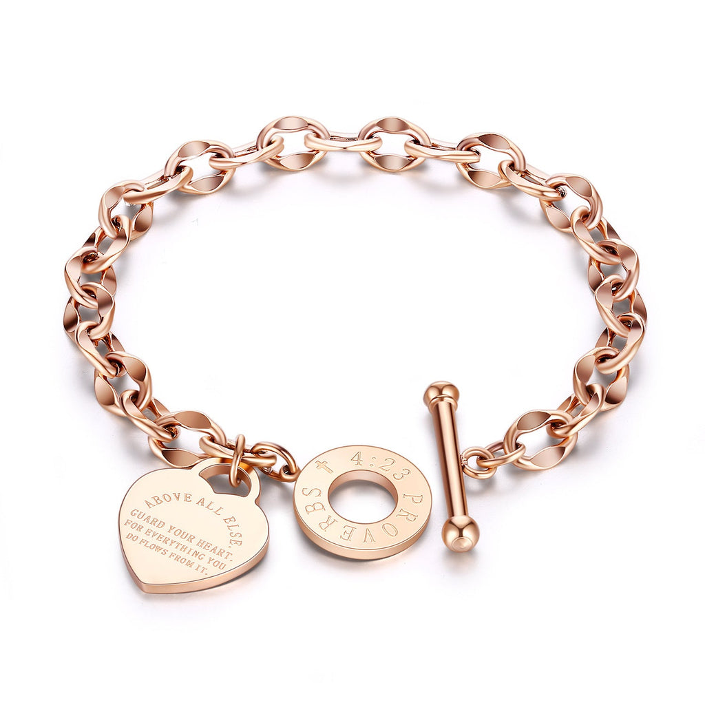 Bracelet pendentif cœur en acier titane - Chic&Shines