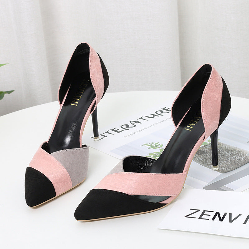 Pointed suede stiletto heels