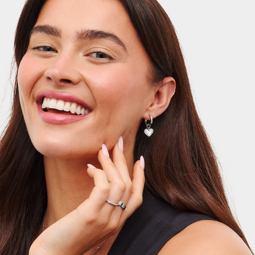 White Quartz Huggie Hoop Earrings