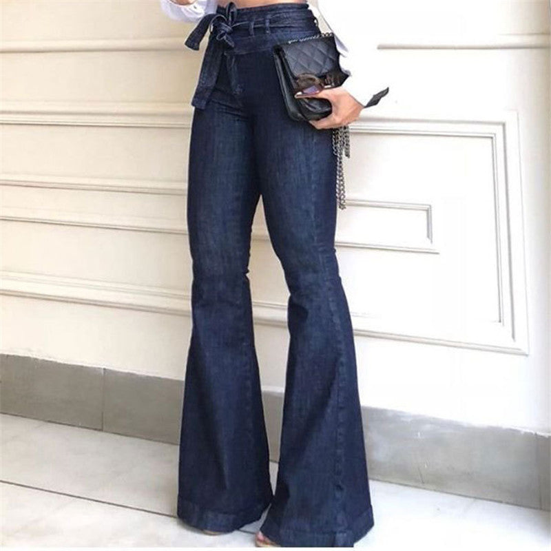 Pantalon évasé à lacets micro-élastiques - Chic&Shines