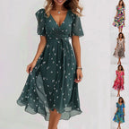 FrenchLin | Élégante Robe Midi Florale Automnale