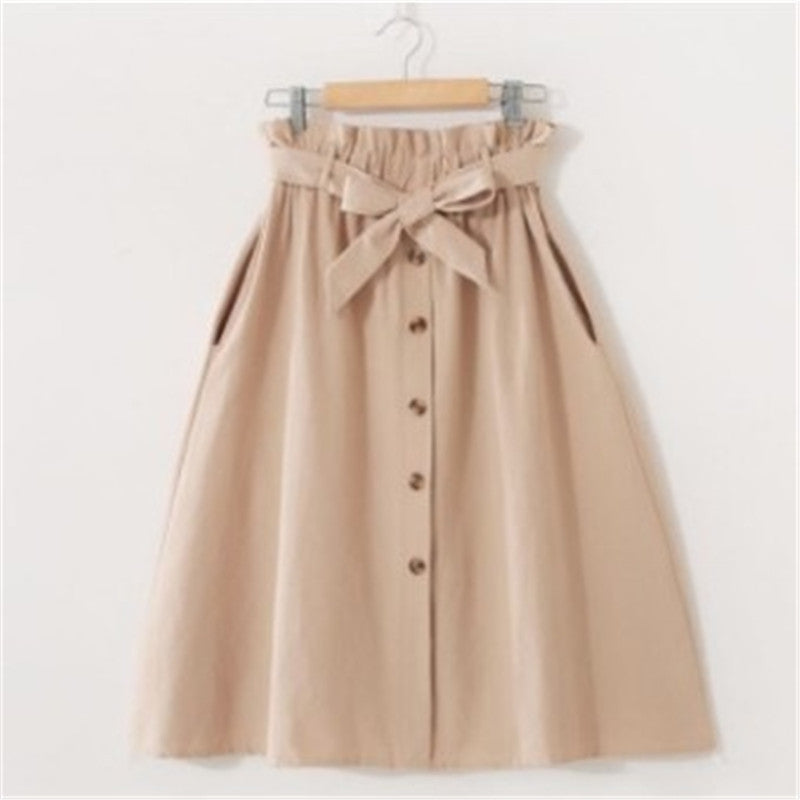 Jupe courte taille haute boutonnée avec ceinture - Chic&Shines
