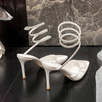 Stiletto heeled rhinestone strap pumps