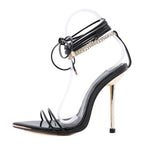 Talons aiguille à lacets et chaîne - Chic&Shines