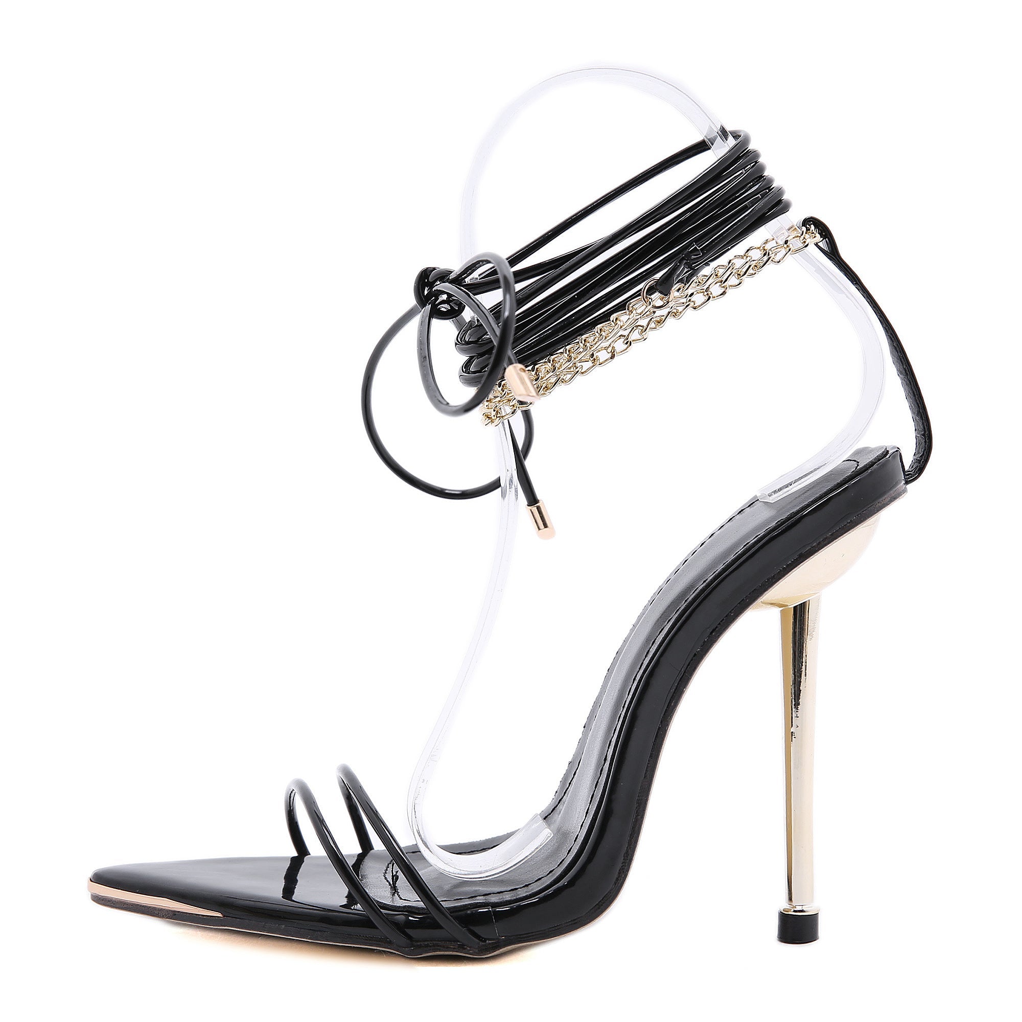 Talons aiguille à lacets et chaîne - Chic&Shines