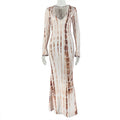 Robe longue color-block blanc et caramel