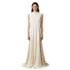 Robe longue plissée à taille marquée — Abricot