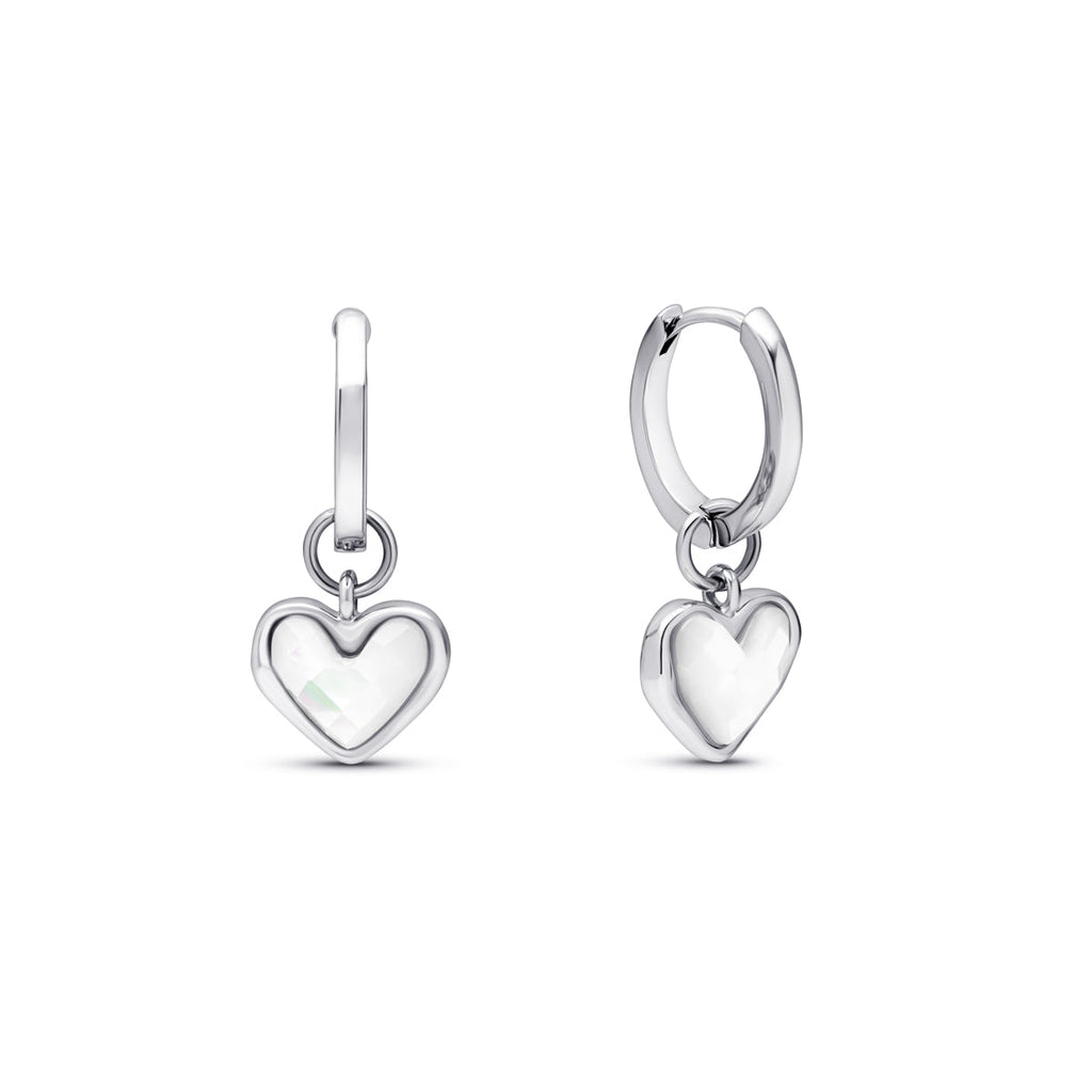 White Quartz Huggie Hoop Earrings