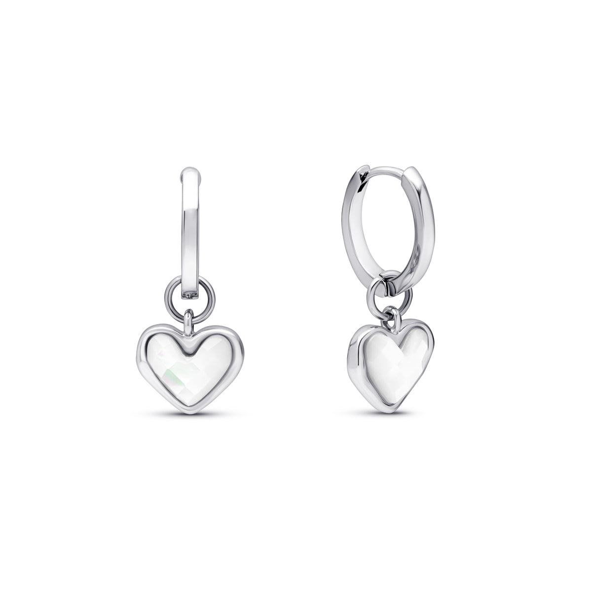 White Quartz Huggie Hoop Earrings