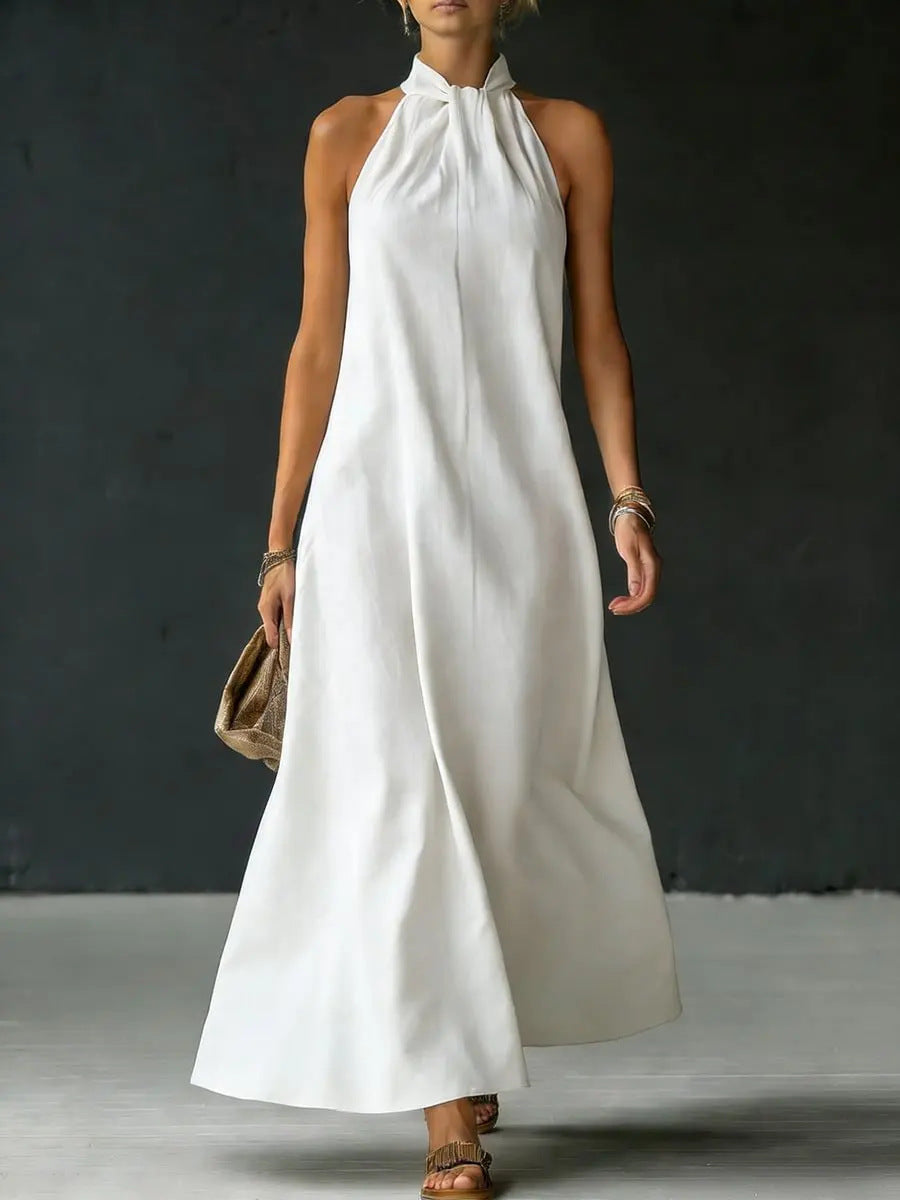 Robe longue sans manches à bretelles croisées