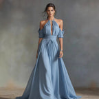 Robe longue cache-cœur à taille élastiquée