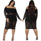 Polyester knit striped dress