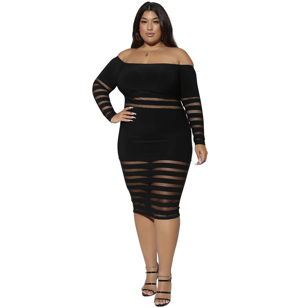 Robe à rayures en maille polyester - Chic&Shines