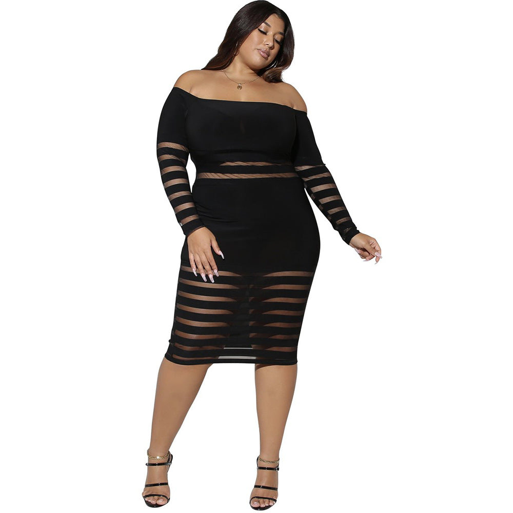 Polyester knit striped dress