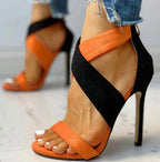 Multi-coloured open-toe high heel