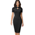Robe courte rétro à col montant et coupe ajustée - Chic&Shines