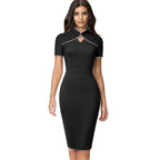 Robe courte rétro à col montant et coupe ajustée - Chic&Shines