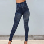 Leggings sans couture imitation jean