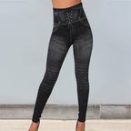 Leggings sans couture imitation jean