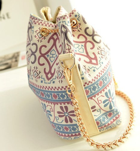Sac à main bandoulière avec chaîne en perles cordon de serrage forme seau - Chic&Shines