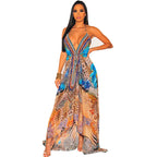 Robe Longue Licou Imprimé Floral Style Bohème