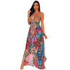 Robe Longue Licou Imprimé Floral Style Bohème