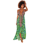 Robe Longue Licou Imprimé Floral Style Bohème
