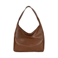 Sac à main en cuir marron, design minimaliste, bandoulière large, style moderne et élégant, parfait pour la mode féminine et les accessoires tendance.