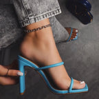 Sandales talons haut bout carré à lanière - Chic&Shines