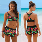 Swimsuit with bandeau top and shorts