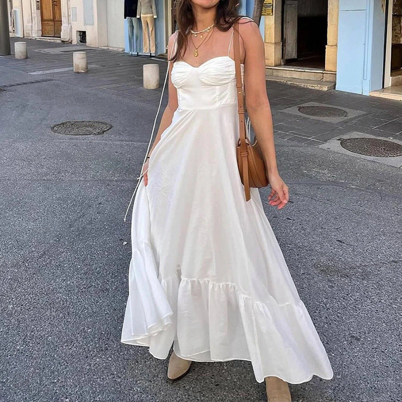 Solid color high-waisted wrap dress