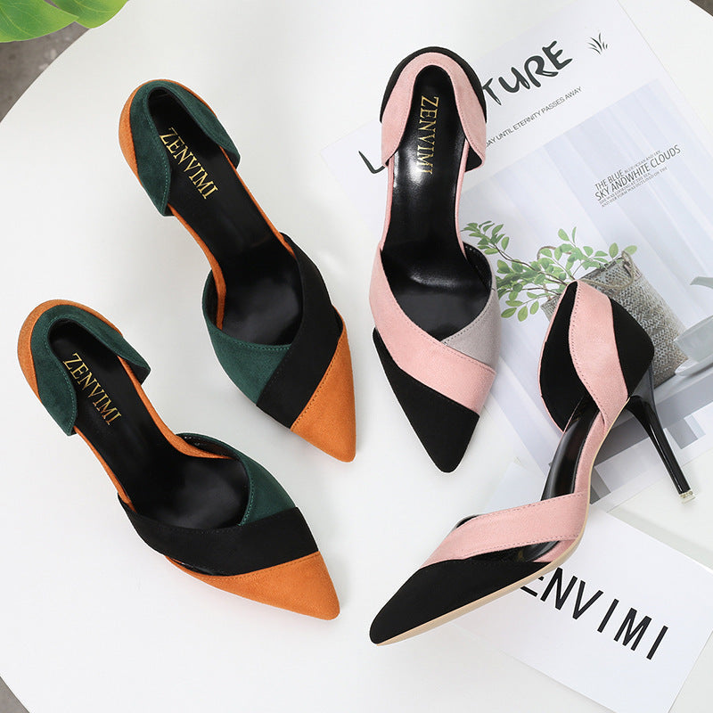 Pointed suede stiletto heels