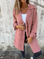 Long women's coat with a wrap closure | Elegant cotton coat for spring and autumn