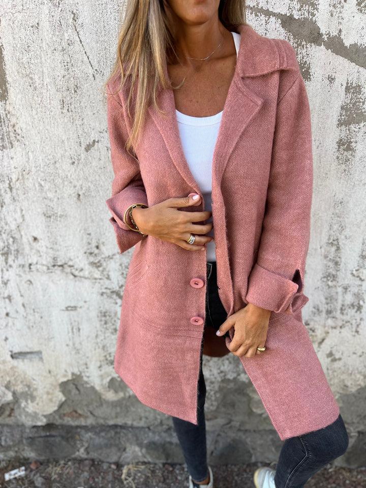 Long women's coat with a wrap closure | Elegant cotton coat for spring and autumn