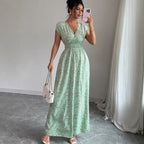 Robe d'été vert amande — Coupe cache-cœur affinante
