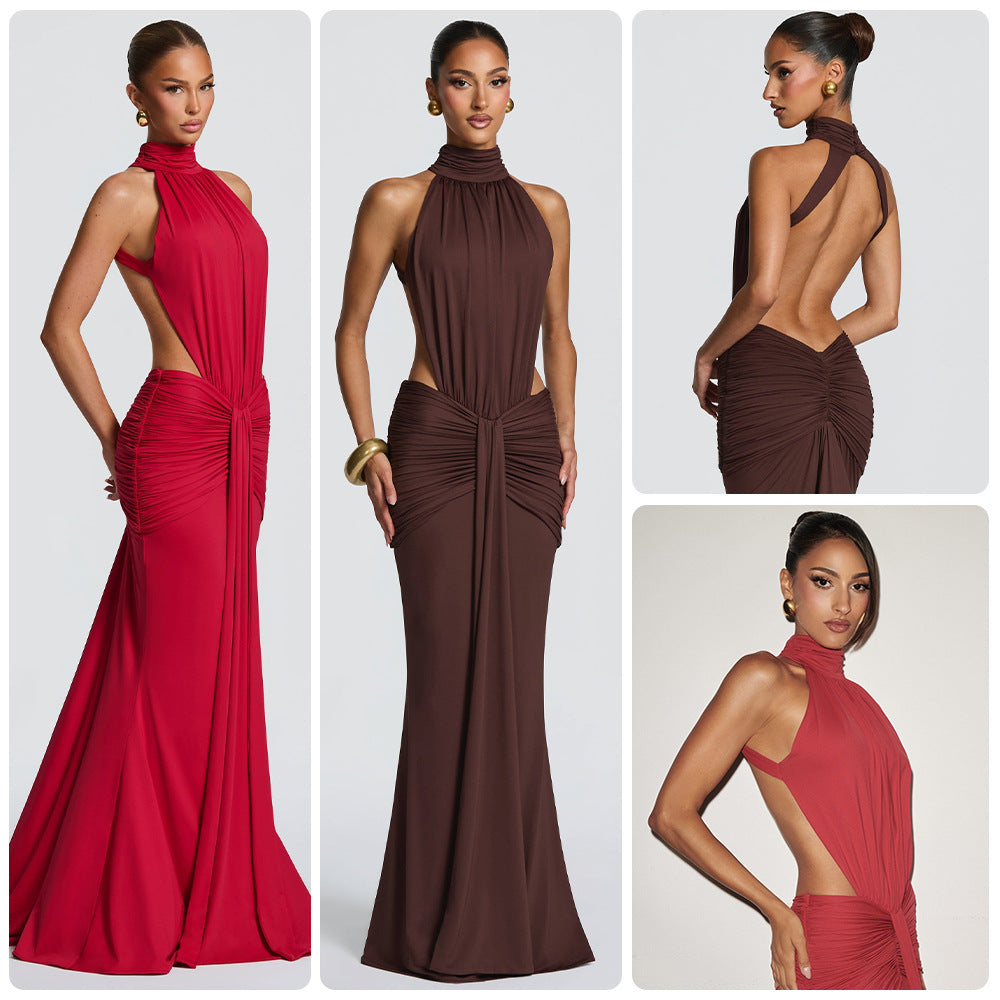 Robe cache-cœur plissée ceinturée - Coupe slim