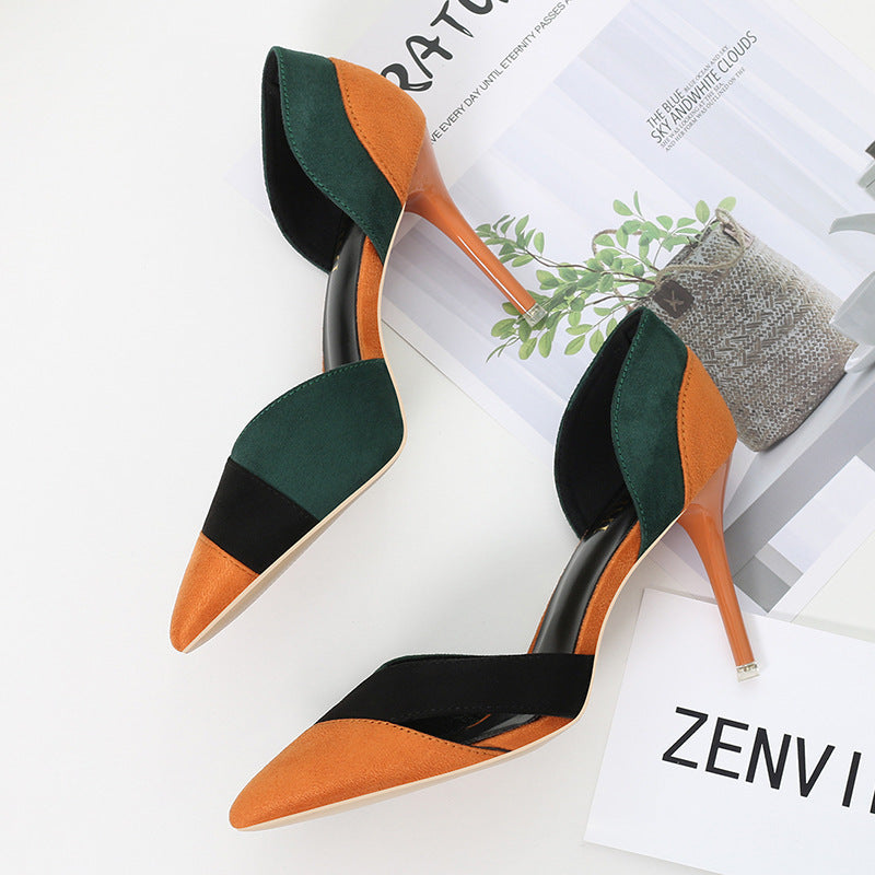 Pointed suede stiletto heels