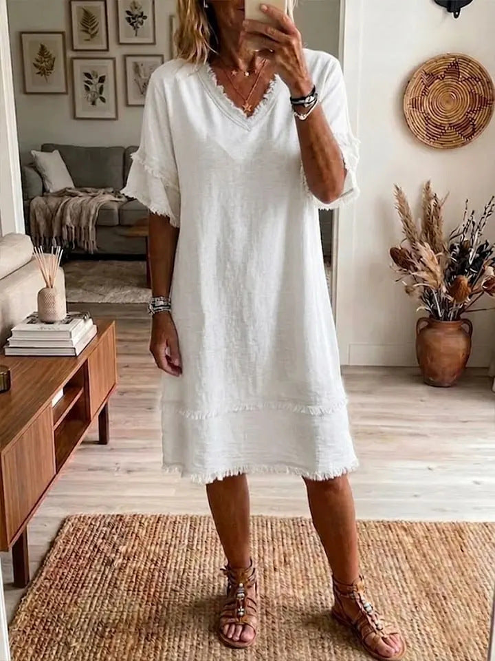Robe fluide encolure V — Élégance casual intemporelle