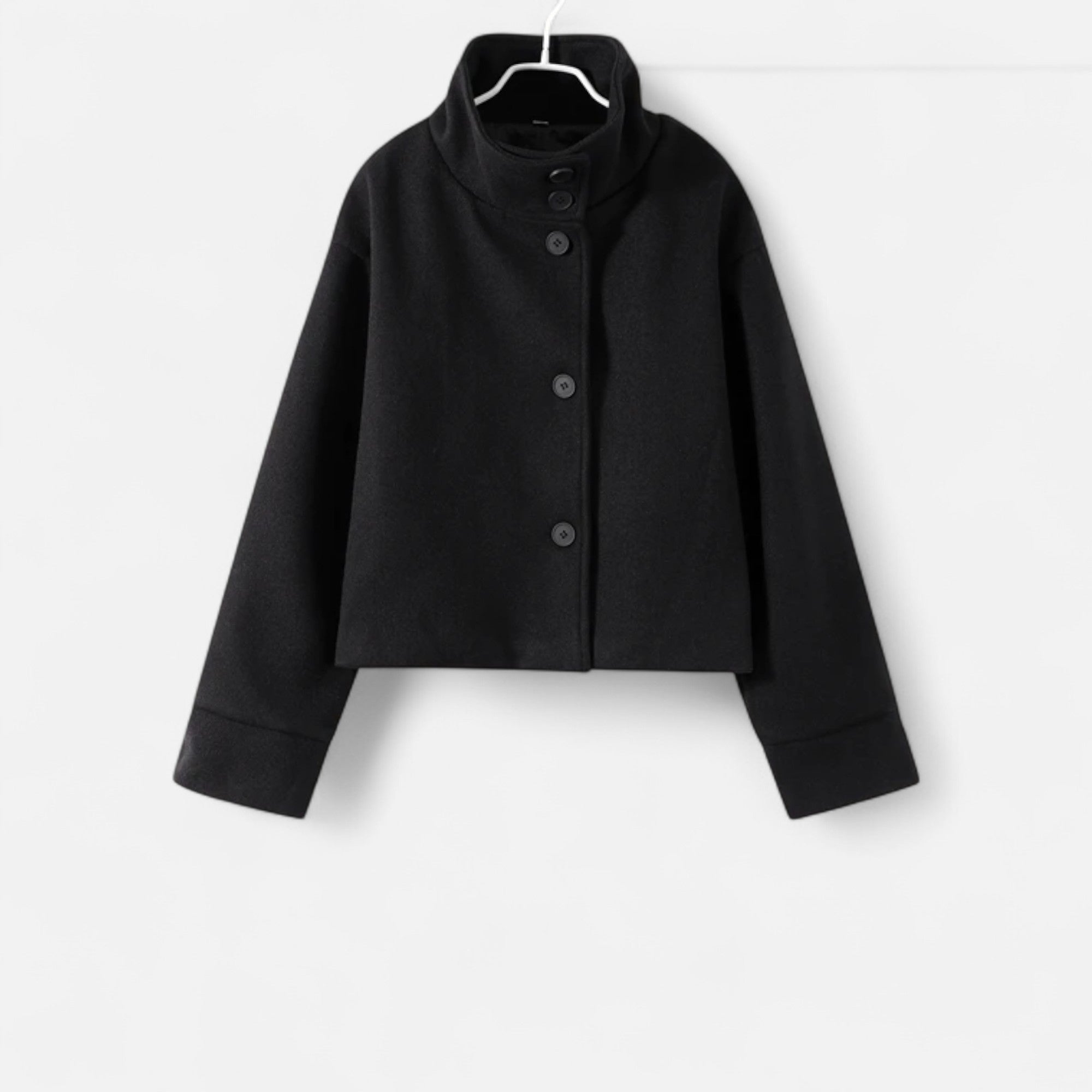 Manteau Court Femme Col Haut Chic